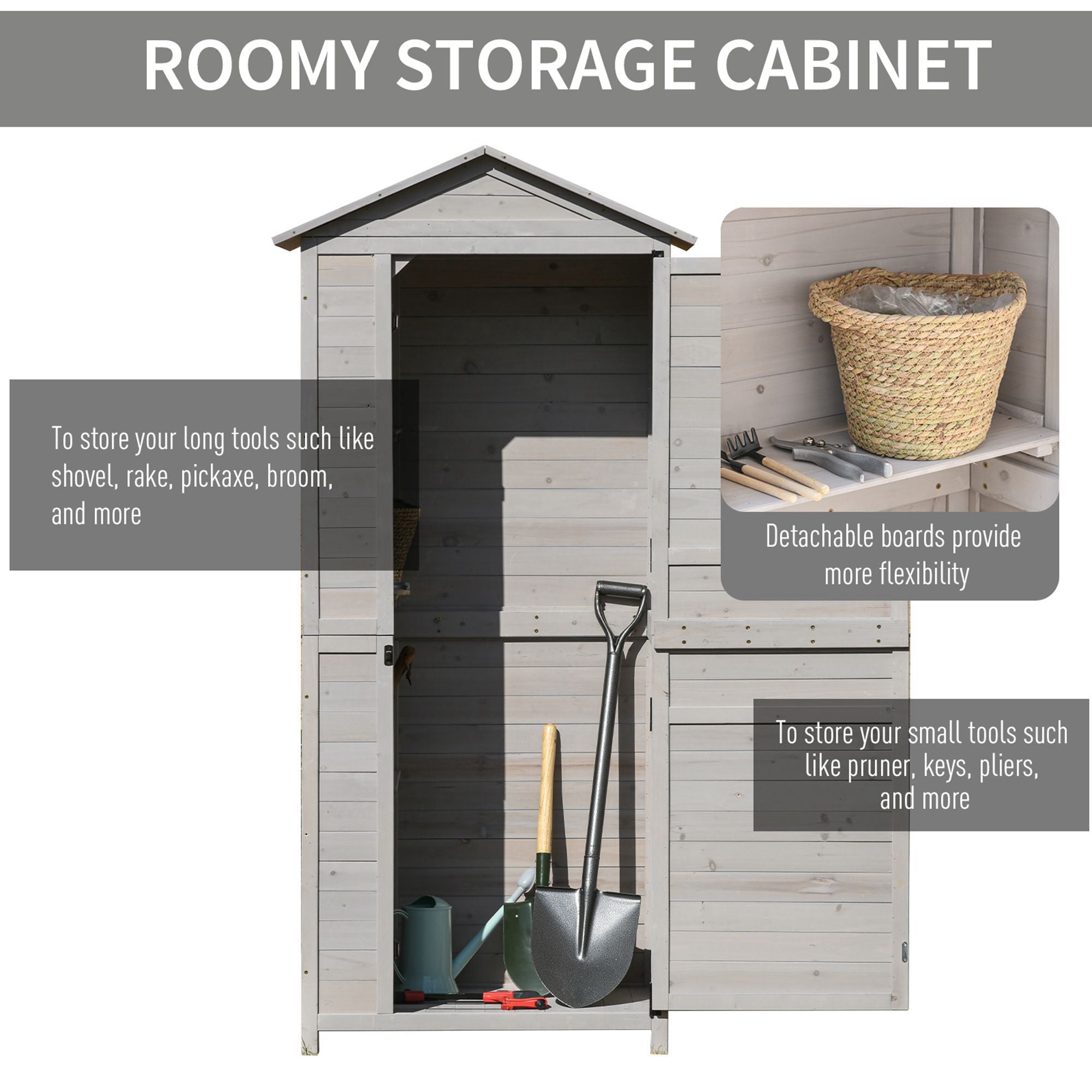 4-Shelf Garden Storage Shed with Handle and Foot Pads
