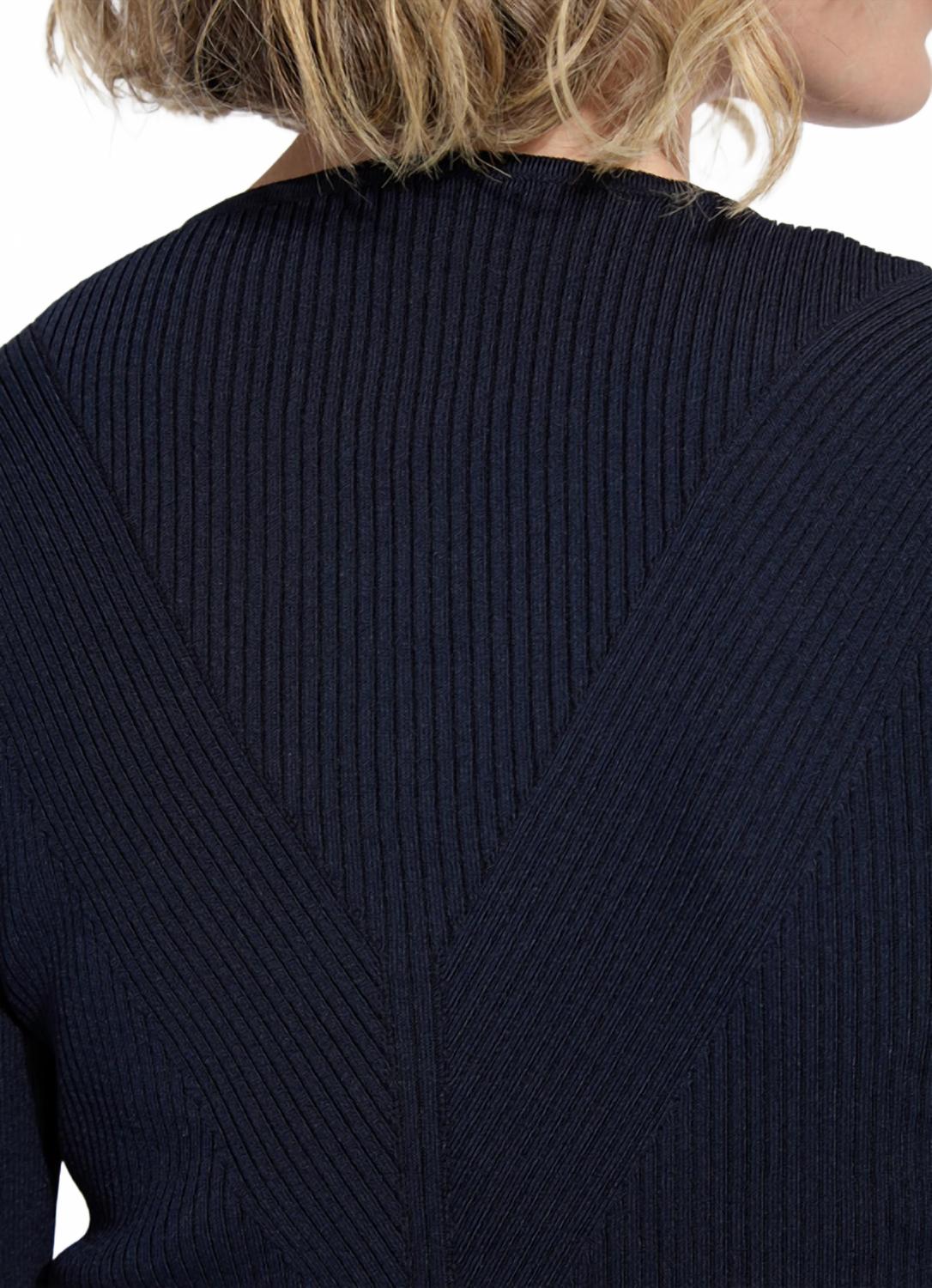 Adette V-Neck Ribbed Longsleeve Sweater In Midnight