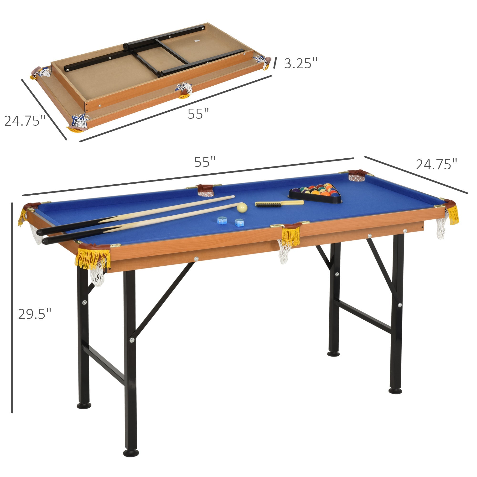 55" Mini Billiards Table for Home and Family Fun