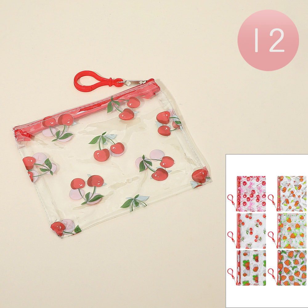12PCS - Fruit Pattern Transparent Mini Pouch Bags
