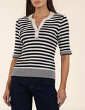 Alora Henley Top In Black / White