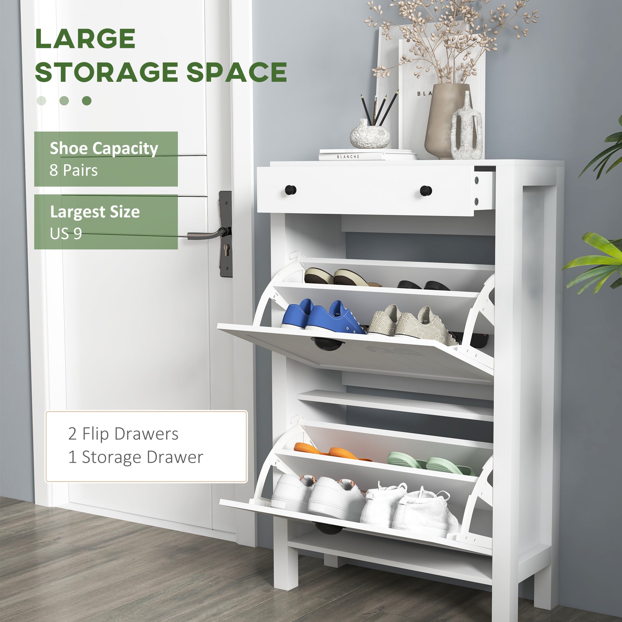 2-Drawer Shoe Storage Cabinet for Entryway
