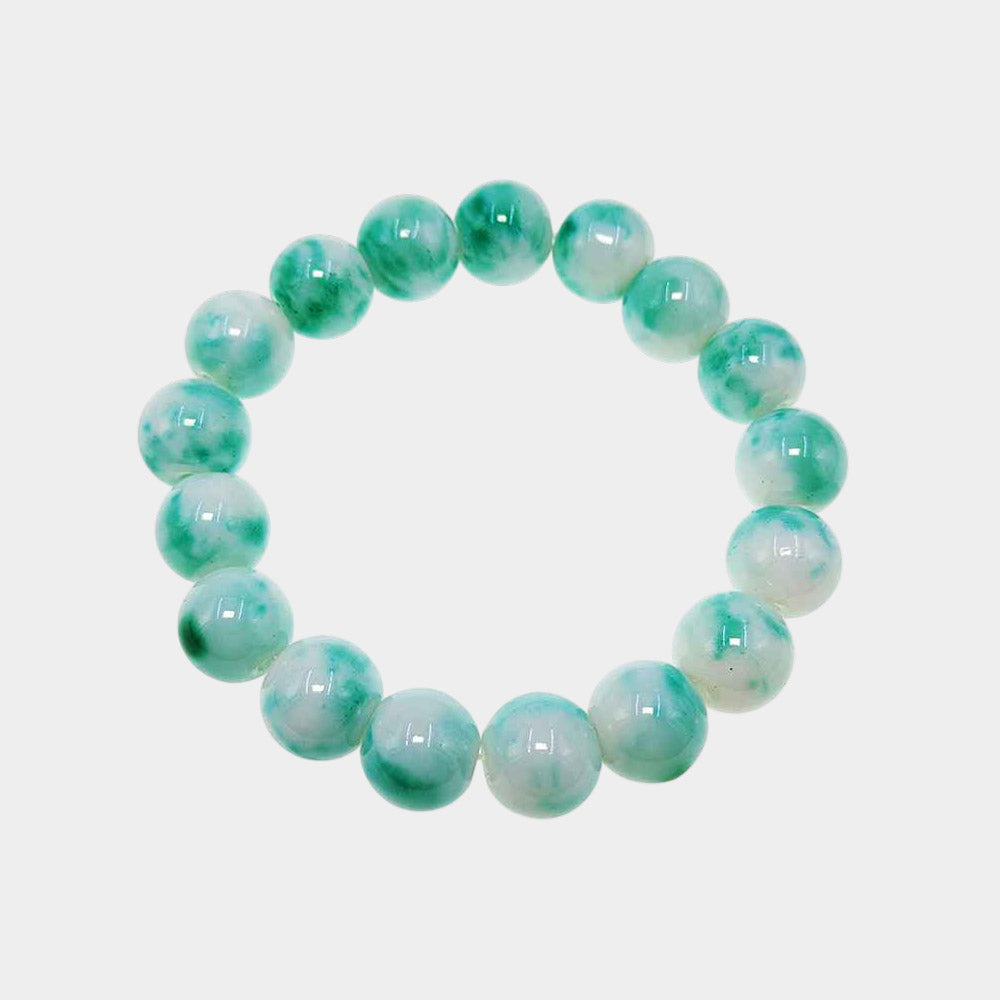 12PCS - Marbled Ball Beaded Stretch Bracelets 0.5"