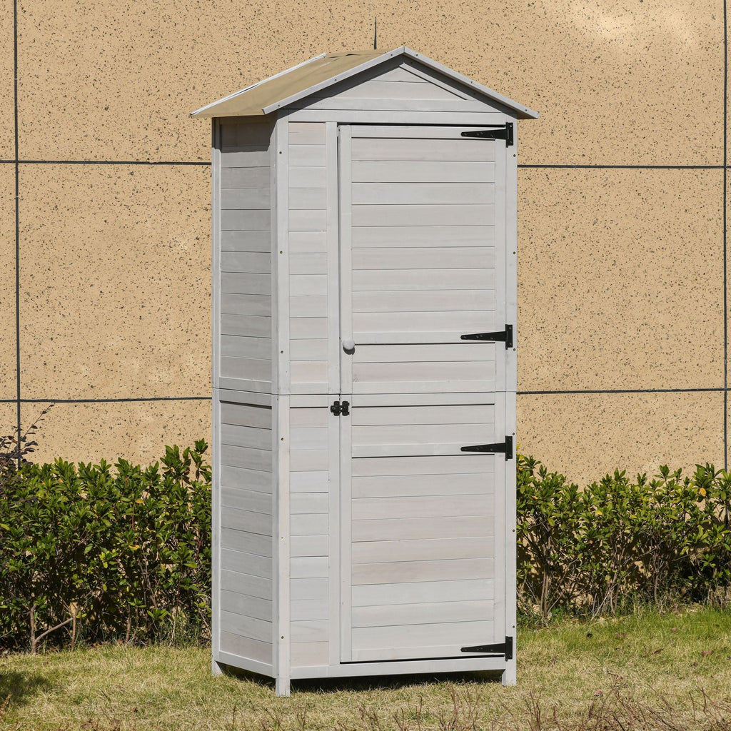 4-Shelf Garden Storage Shed with Handle and Foot Pads