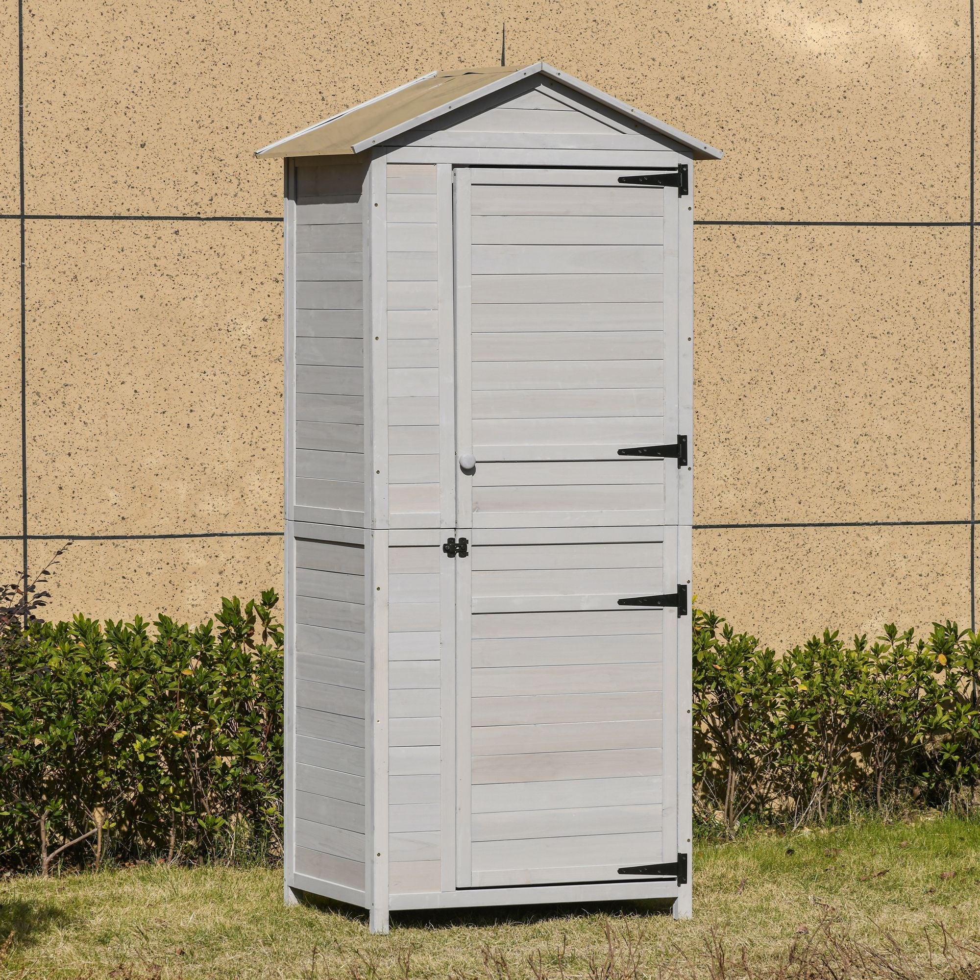4-Shelf Garden Storage Shed with Handle and Foot Pads