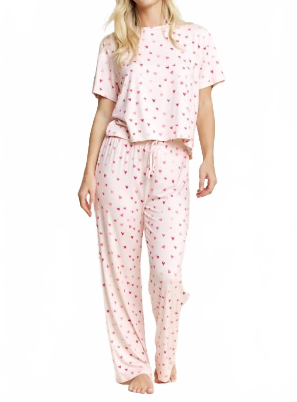 All American Tee Pant Set In Marzipan Hearts