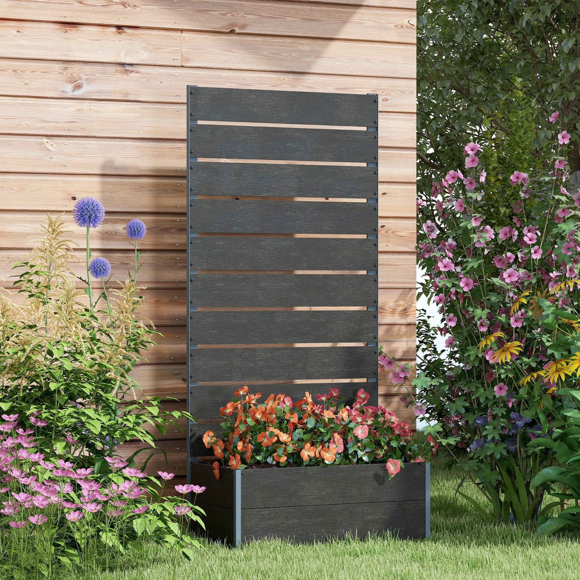 28"x15"x59" Raised Garden Bed with Trellis for Climbing Plants