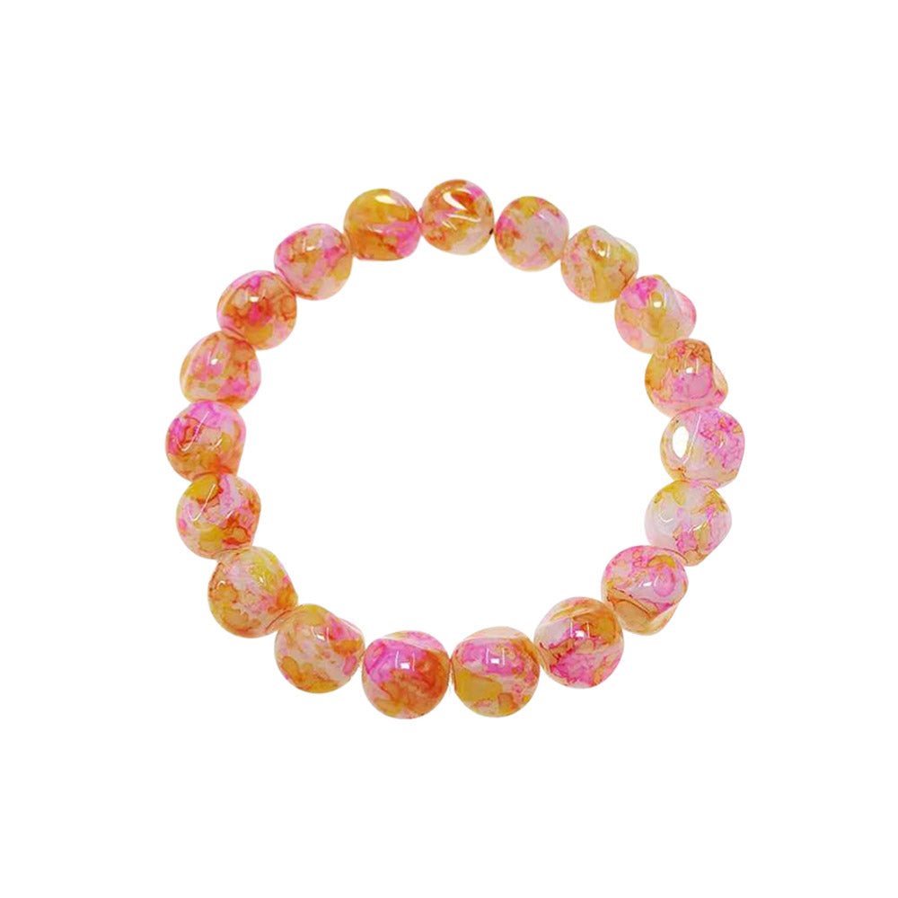 12PCS - Marble Ball Beaded Stretch Bracelets