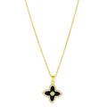 14k Gold Plated Black Clover Necklace