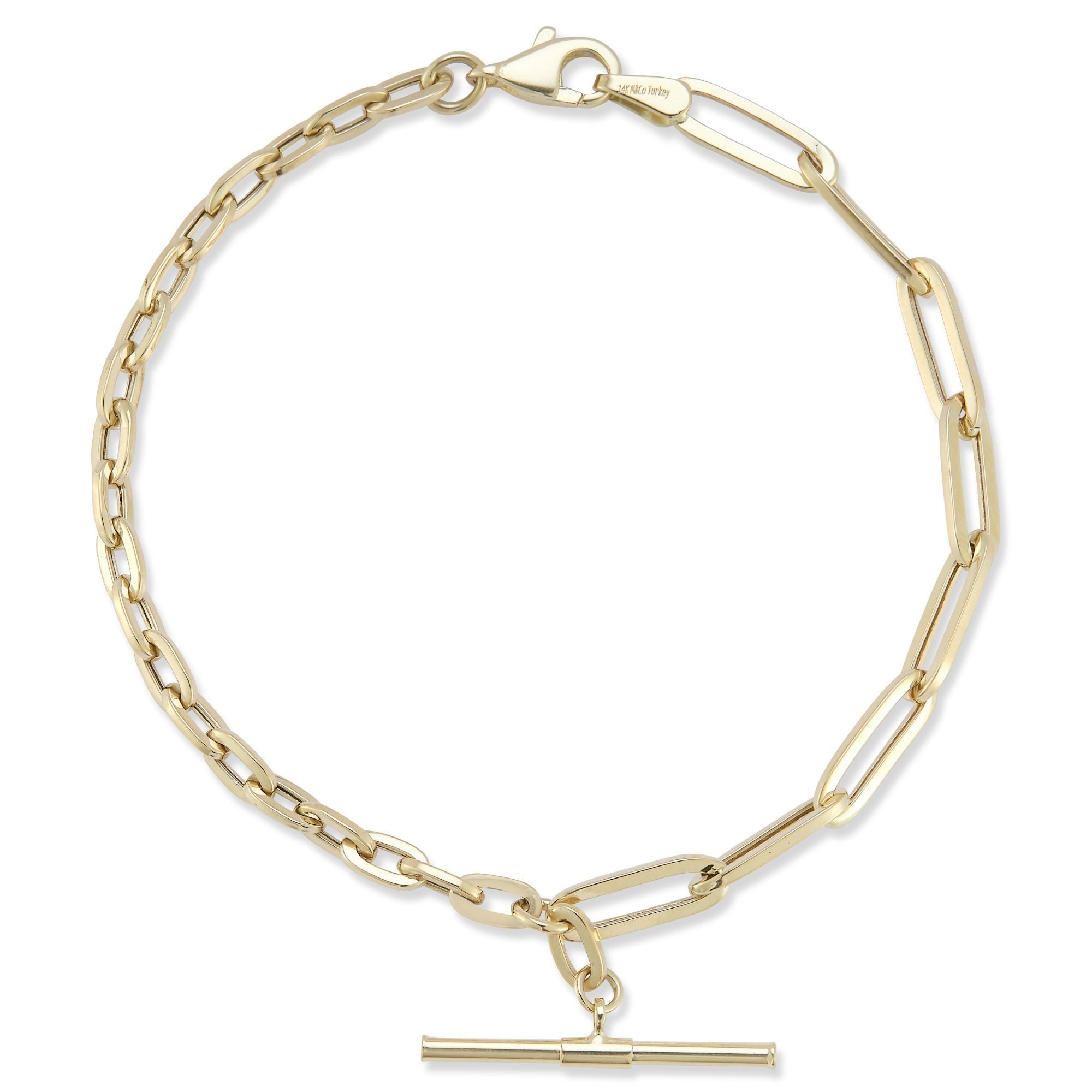 14K Gold T Bar Bracelet