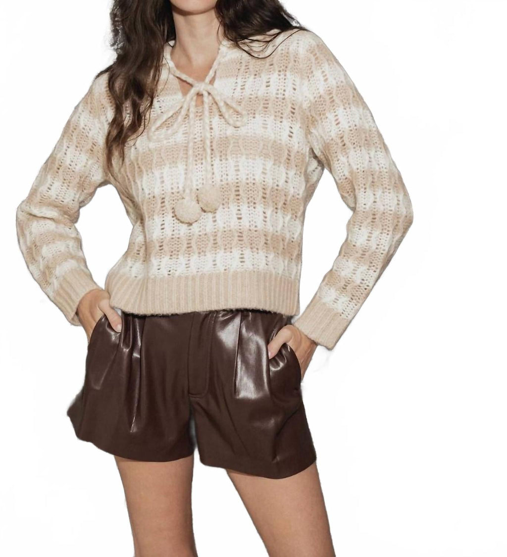 Adler Striped Collar Sweater In Beige/ivory