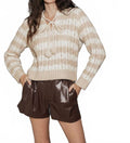 Adler Striped Collar Sweater In Beige/ivory
