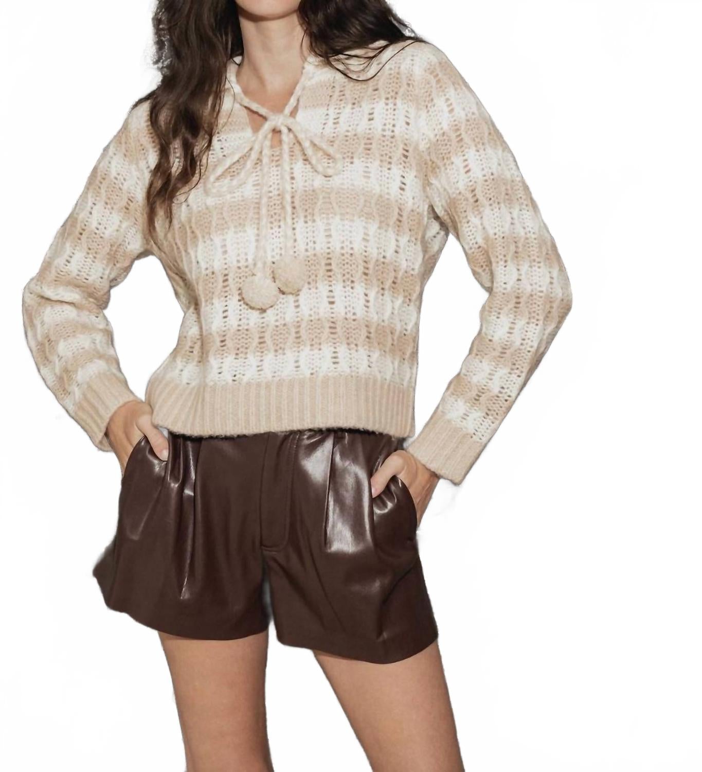 Adler Striped Collar Sweater In Beige/ivory