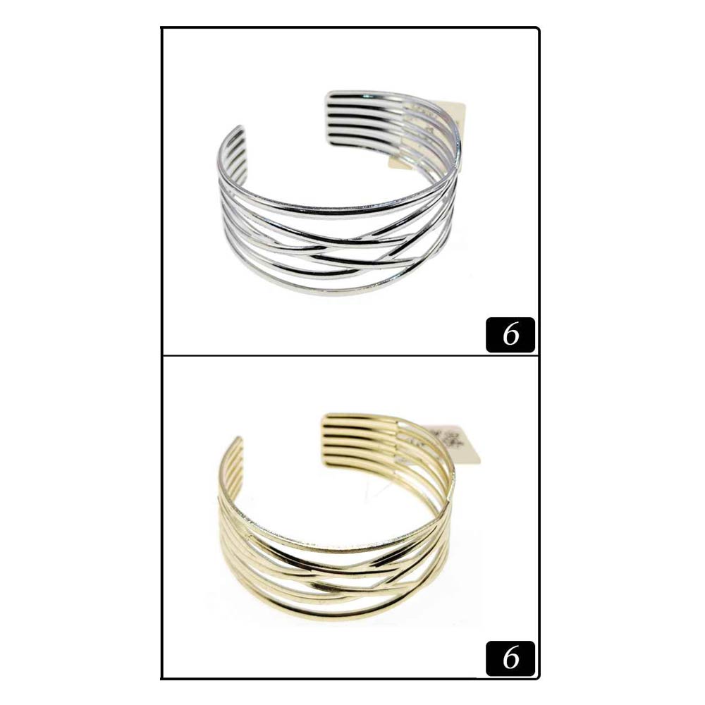 12PCS - Metal Crisscross Cuff Bracelets