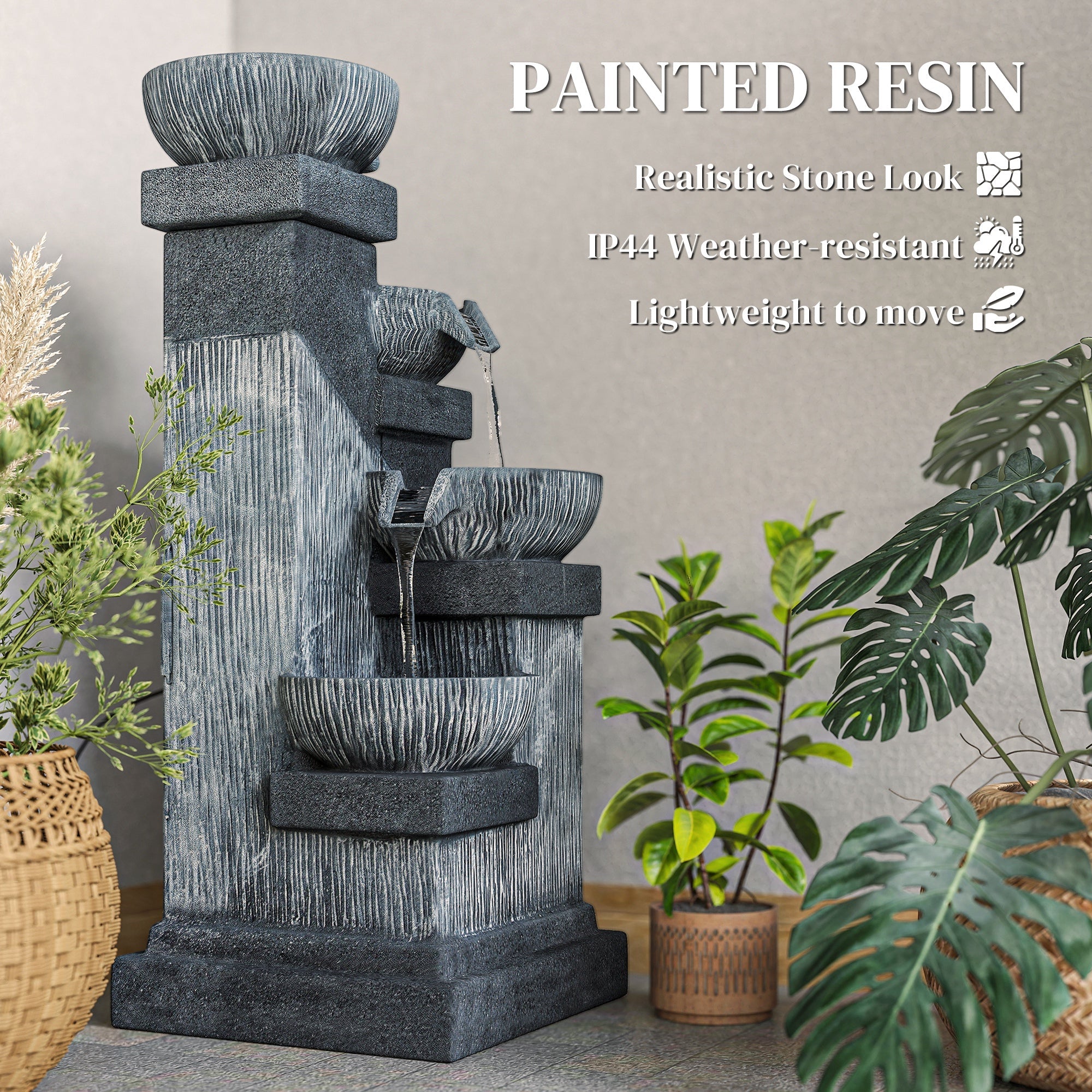 4 Tier Cascading Bowl Garden Fountain