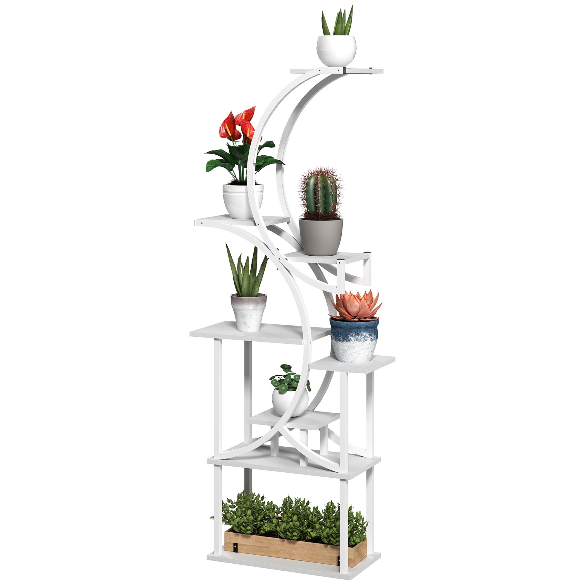 8 Tier Indoor Plant Stand, 62 Inch S Shaped Plant Shelf