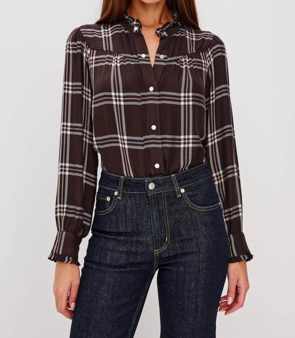 Alanna Button Down Shirt In Chocolate Napoleon