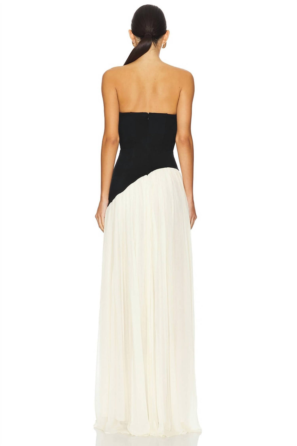 Alice Strapless Gown In Black & Cream