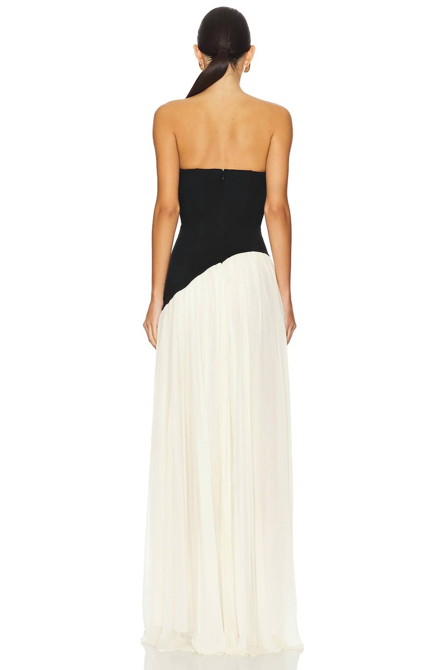 Alice Strapless Gown In Black & Cream