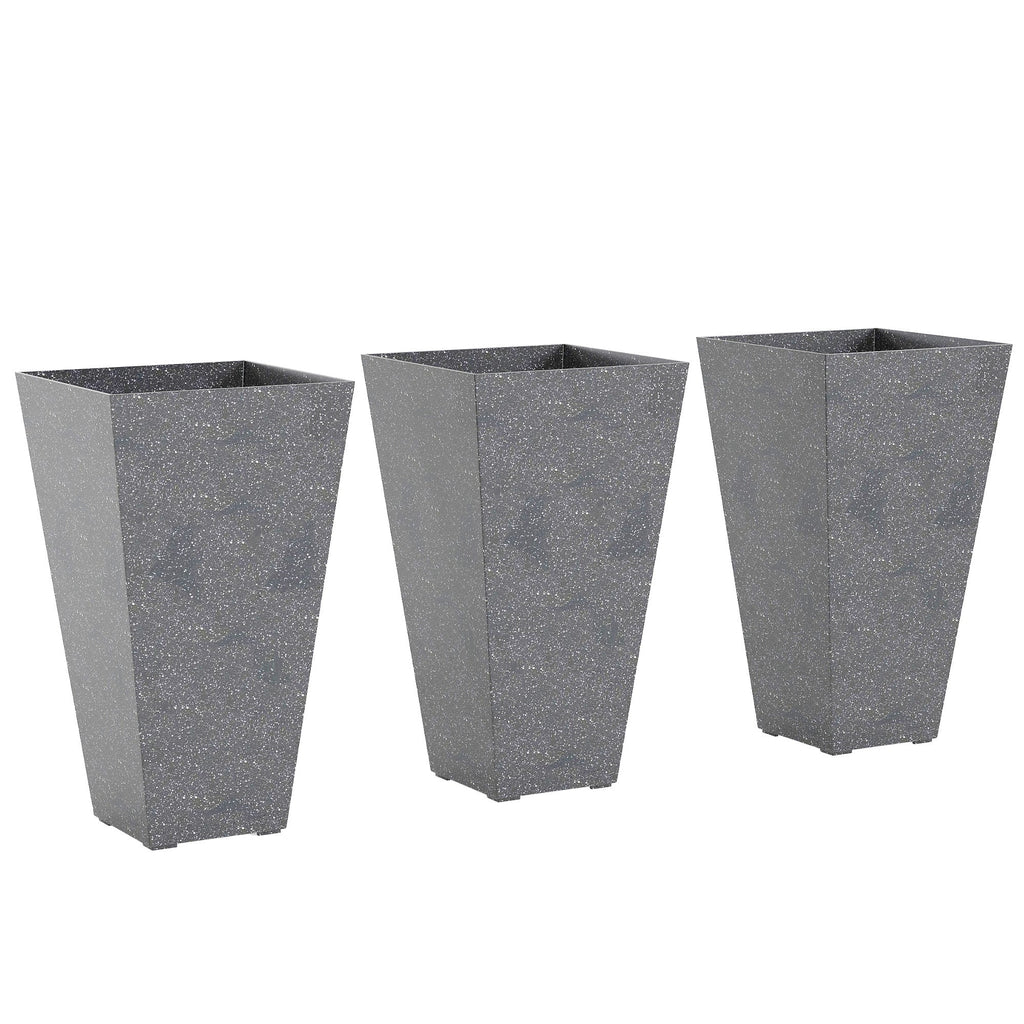 3-Pack 28" Tapered Planters with Marble Finish
