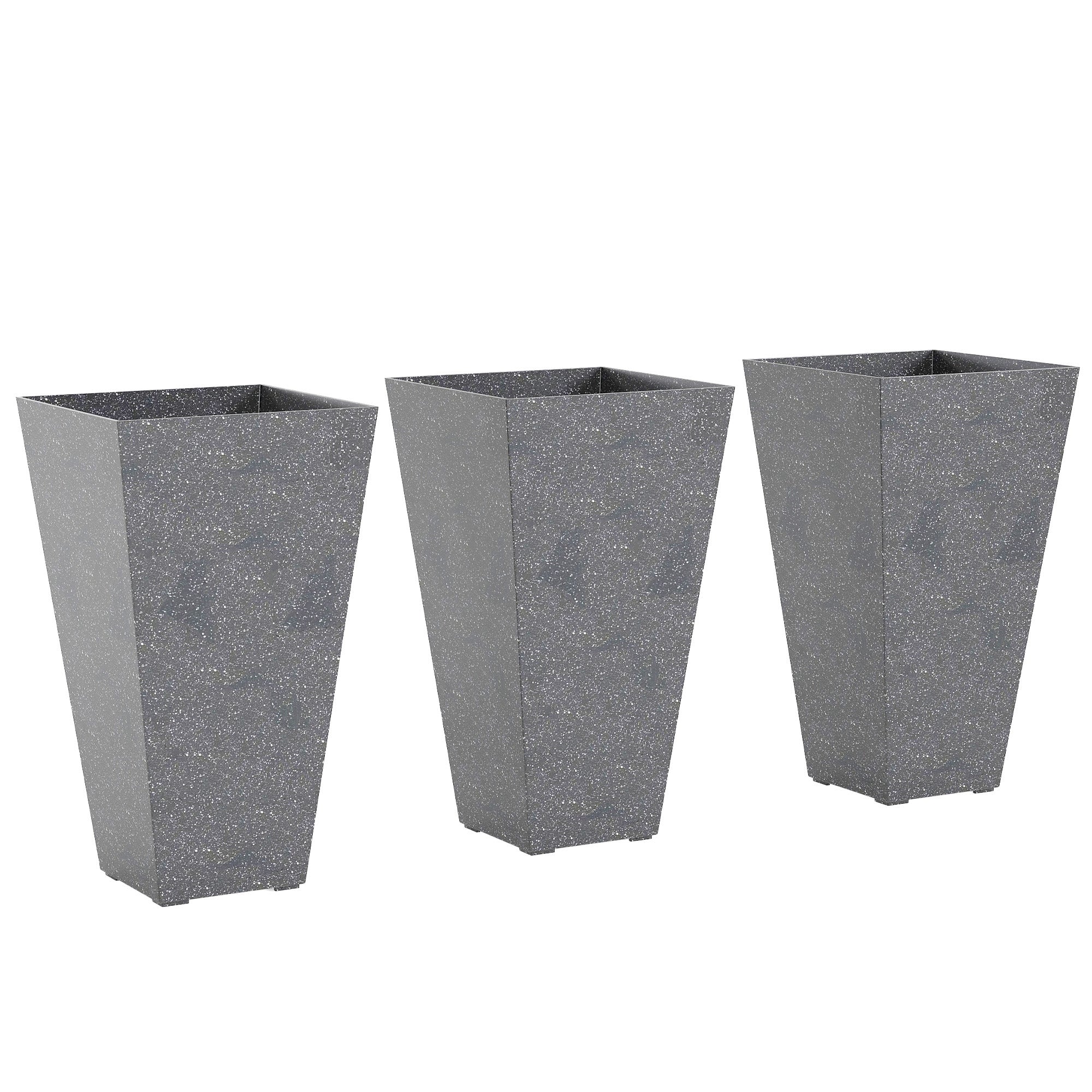 3-Pack 28" Tapered Planters with Marble Finish