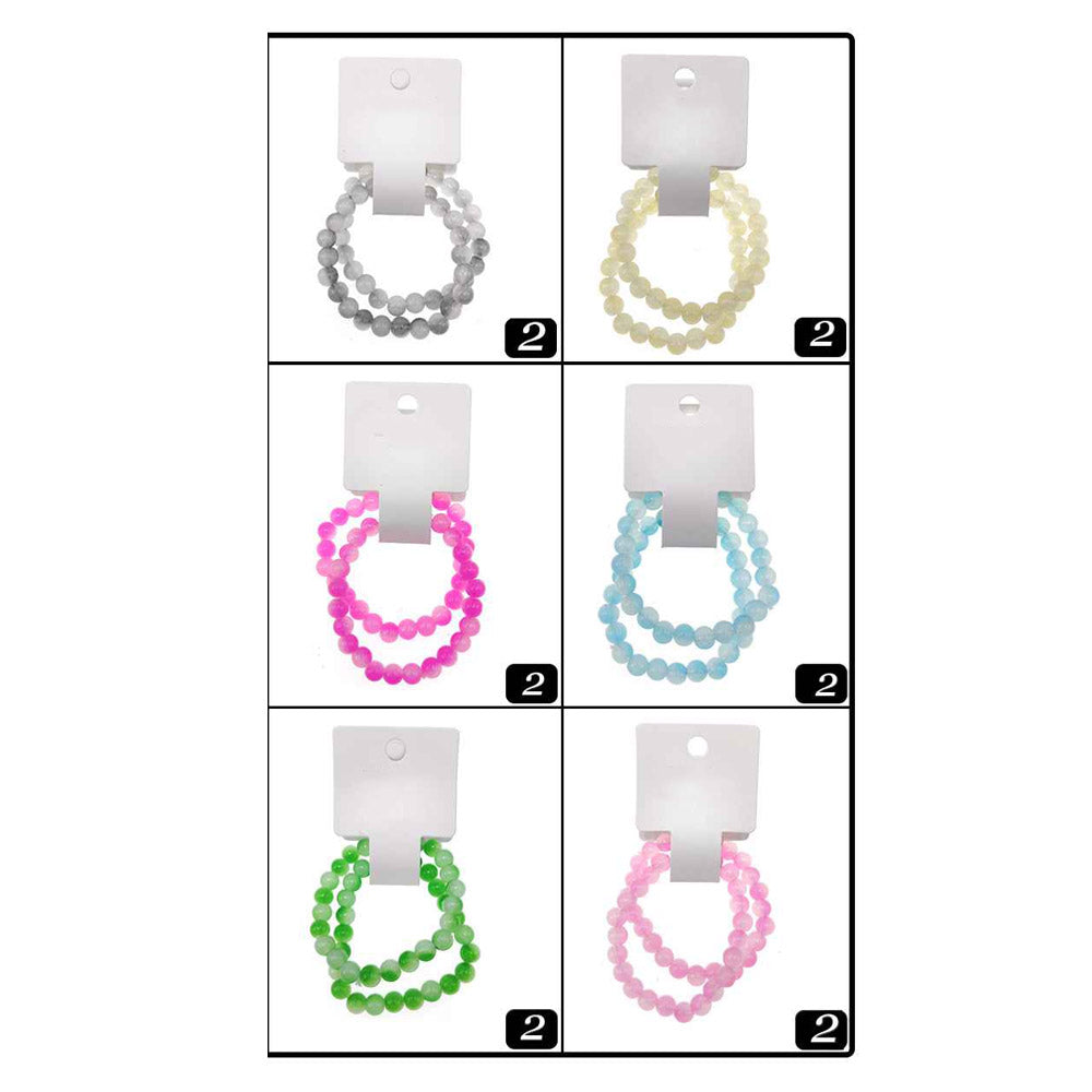 12 SET OF 2 - Round Beaded Stretch Multi Layered Bracelets