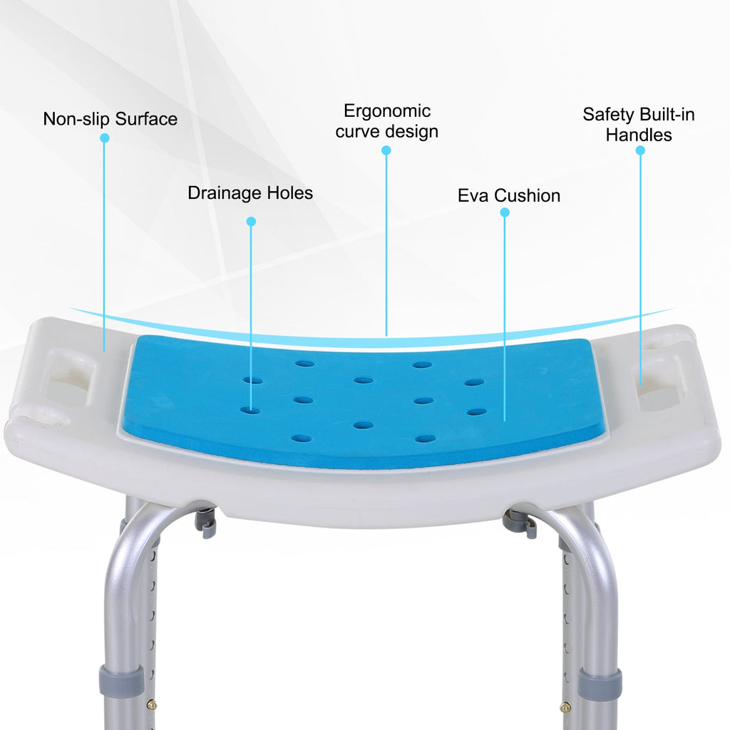 Adjustable Aluminum Shower Stool with Non-Slip Feet