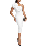 AMINA GLAM Solid Midi Dress