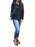 Adeline Twist Long Sleeve Top In Black