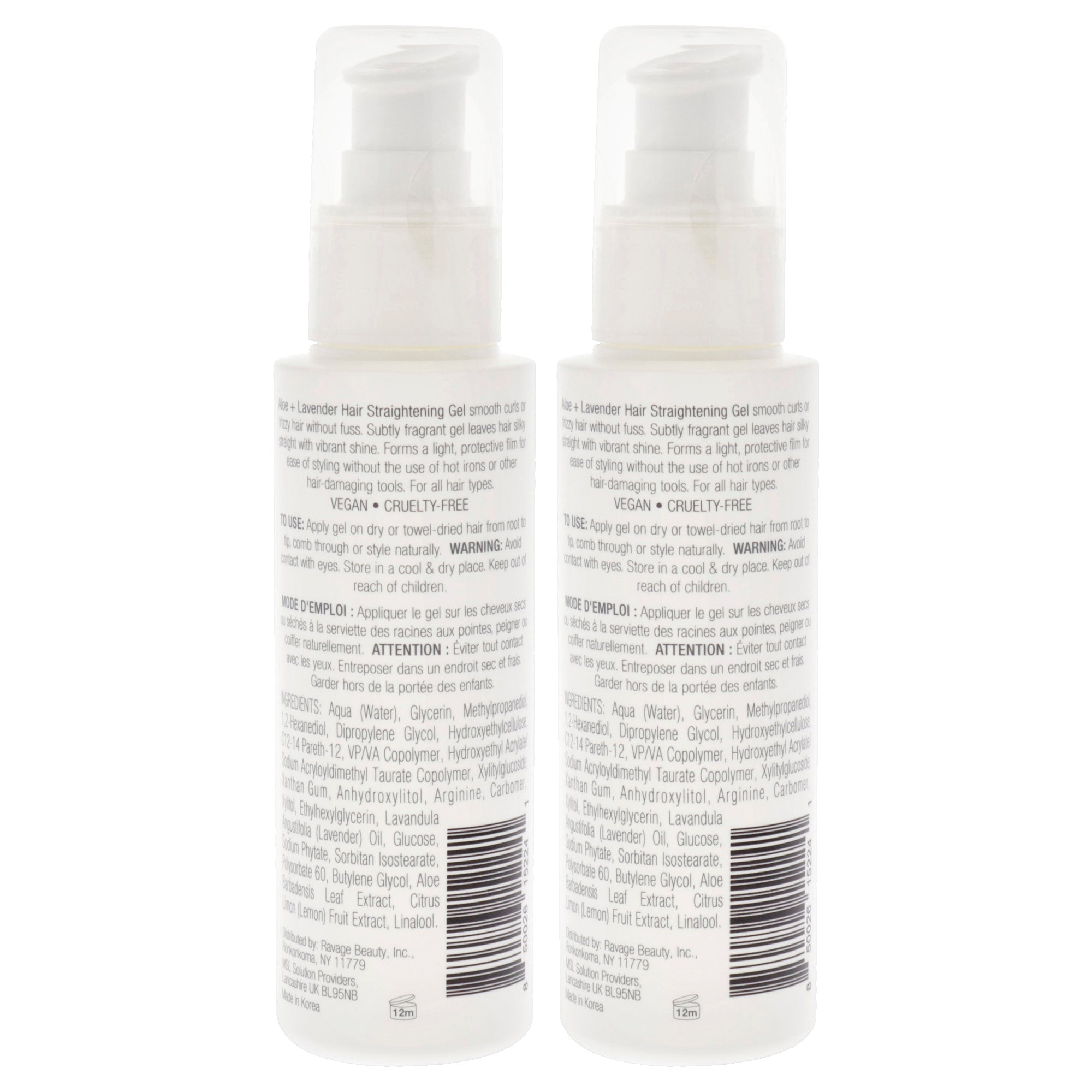 Aloe Plus Lavender Hair Straightening Gel by e.fek.tiv for Unisex - 3.38 oz Gel - Pack of 2