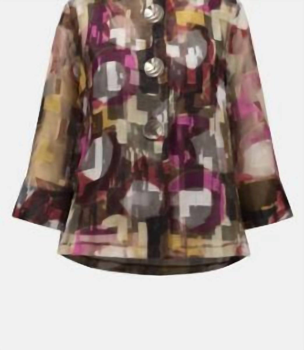 Abstract Print Two-Piece Trapeze Jacket In Multi