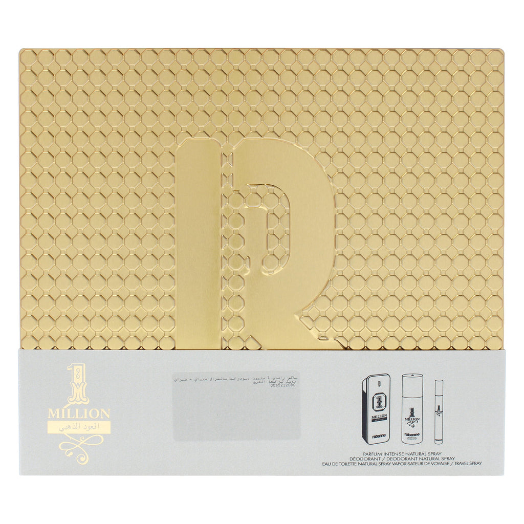 1 Million Golden Intense by Paco Rabanne for Men - 3 Pc Gift Set 3.4oz Parfum Spray, 0.34oz EDT Spray (Mini), 5.1oz Deodorant Spray