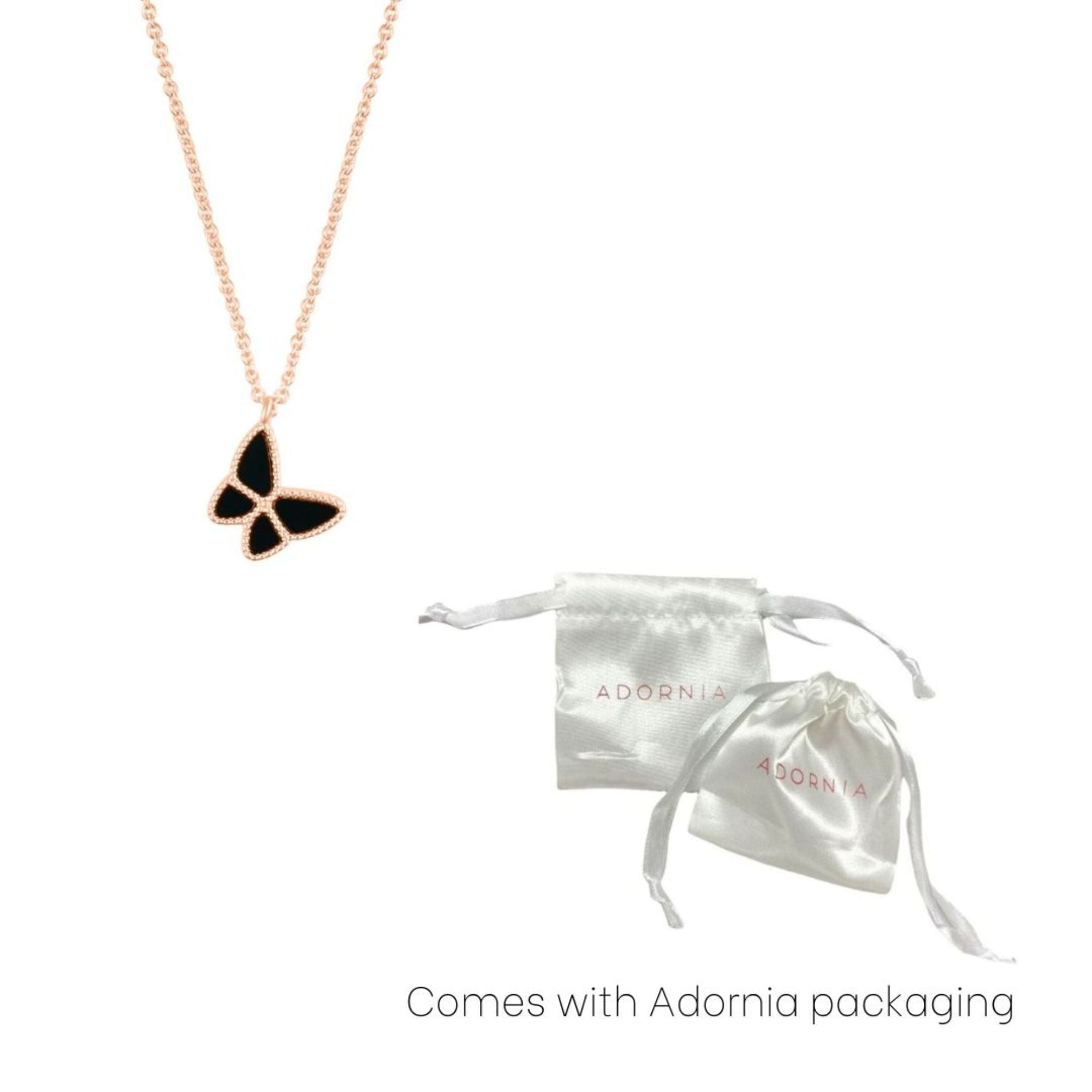 14k Rose Gold Plated Black Butterfly Necklace
