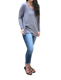 Adeline Twist Long Sleeve Top In Smoke