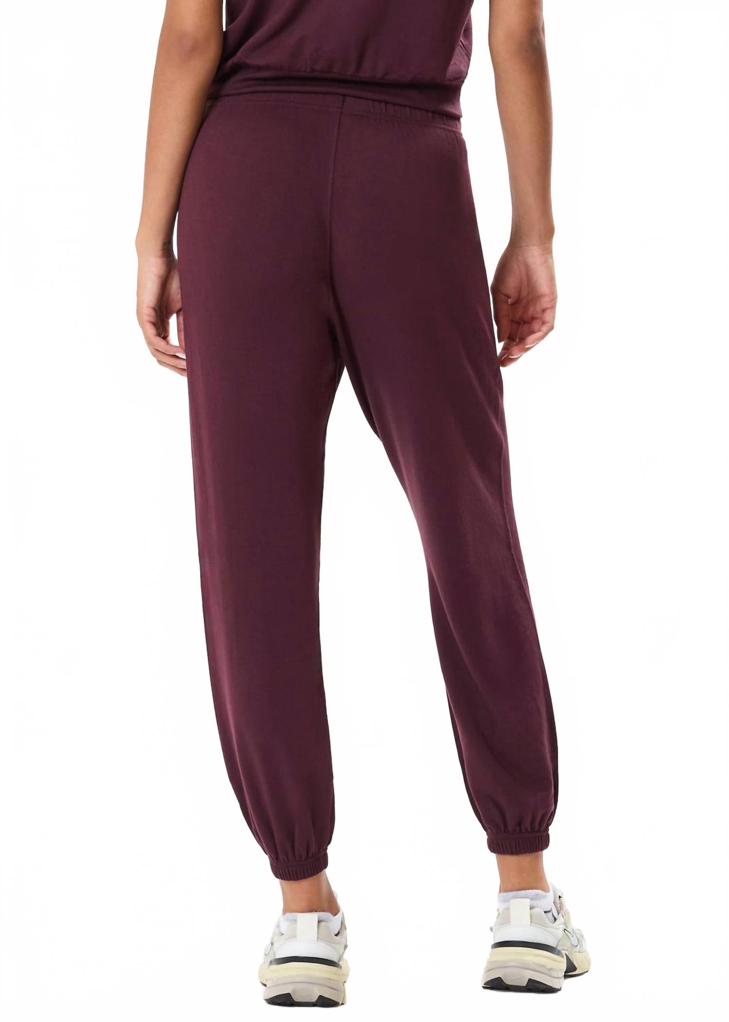 Andie Oversized Fleece Sweatpants In Dark Cherry