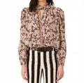 Annabel Sepia Floral Shirt In Nude Sepia