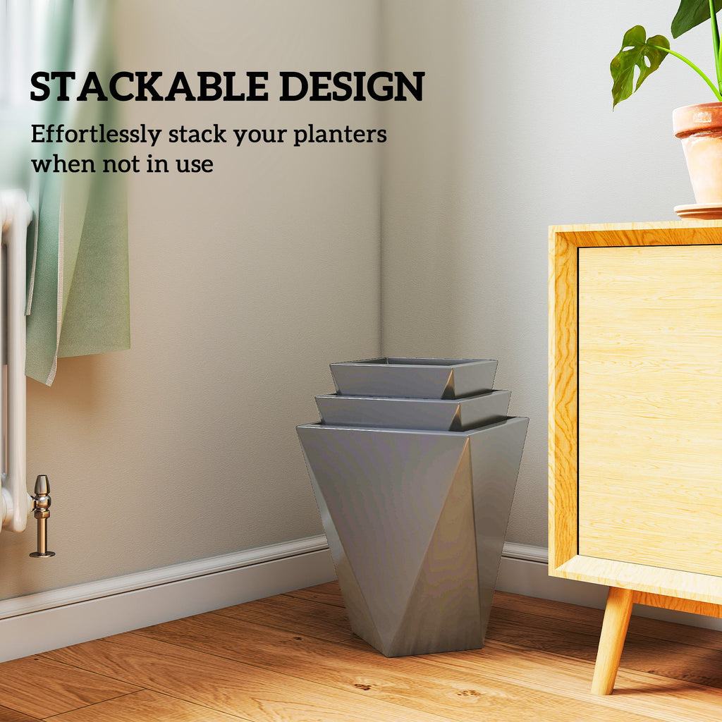 3-Pack Stackable MgO Planters with Drainage