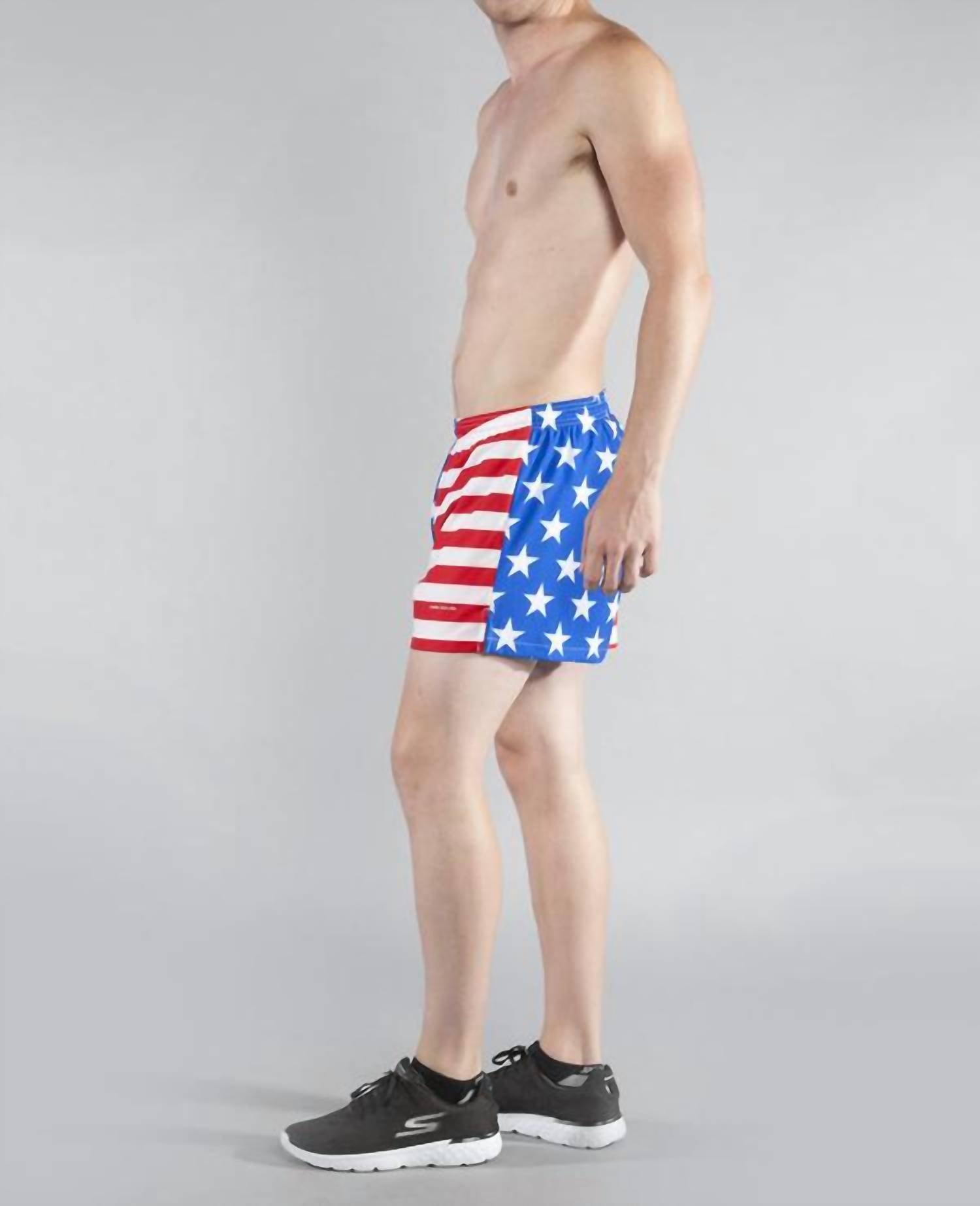 3.75" V-Notch Running Short In American Flag