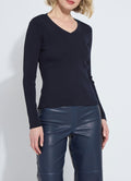 Adette V-Neck Ribbed Longsleeve Sweater In Midnight