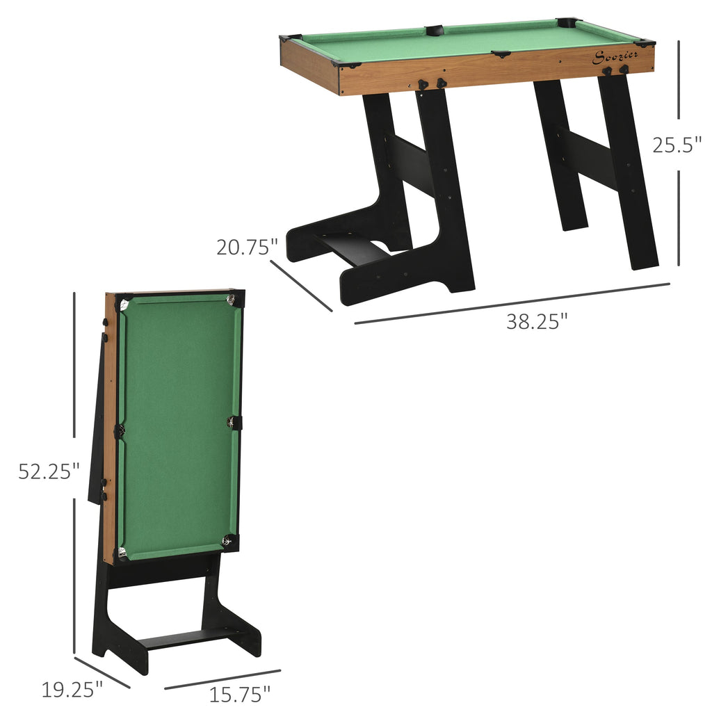 38" Mini Pool Table Set with Balls, Cues, and Accessories