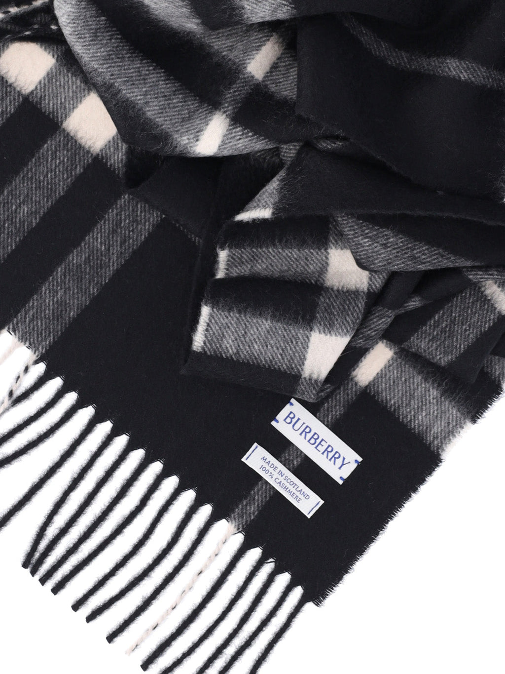 "Check" Cashmere Scarf – Black