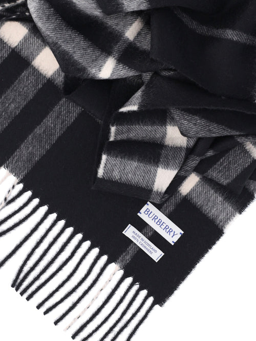 "Check" Cashmere Scarf – Black