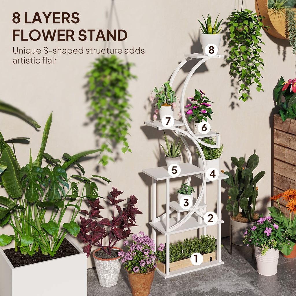 8 Tier Indoor Plant Stand, 62 Inch S Shaped Plant Shelf