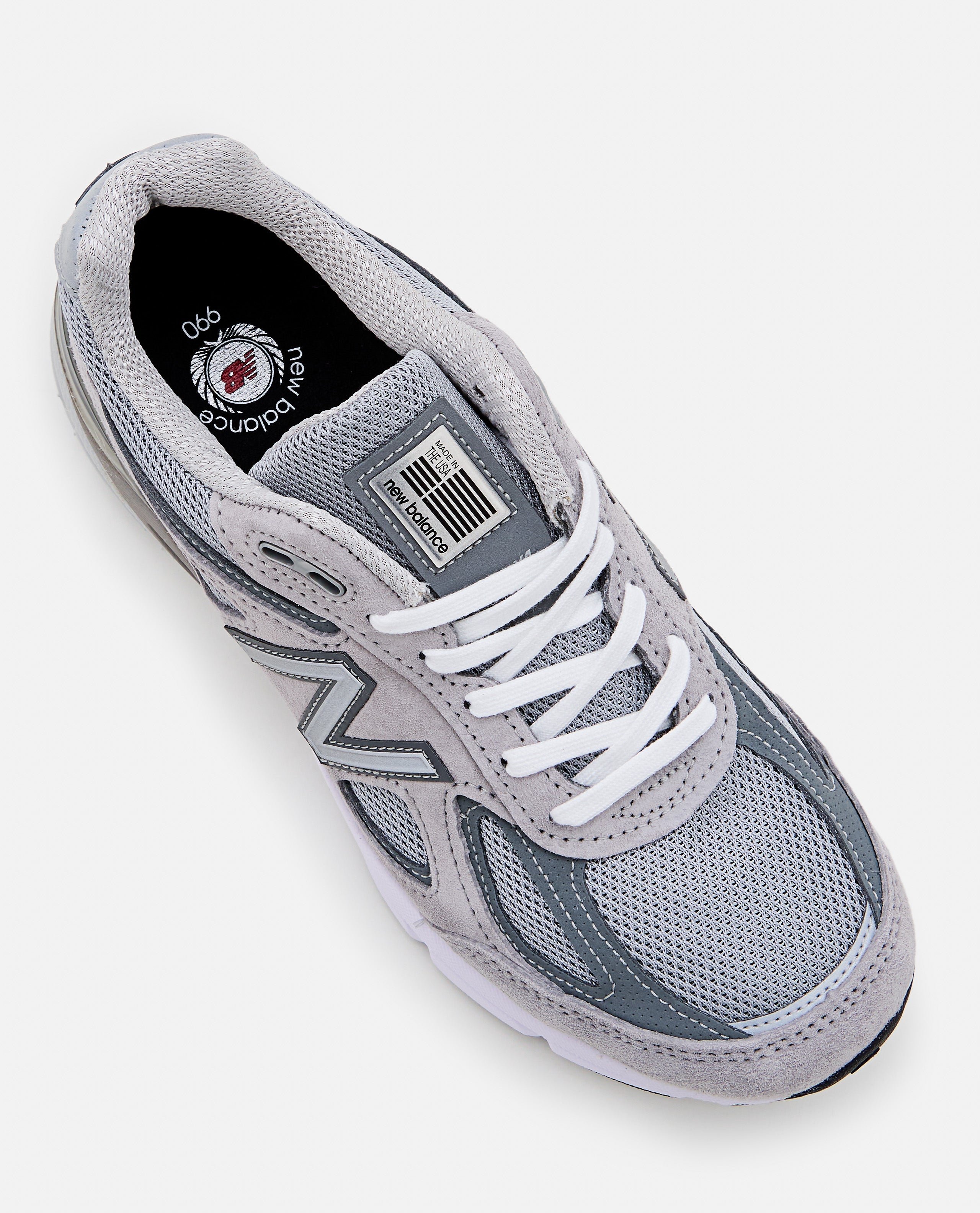 990 Grey Leather And Mesh Sneakers