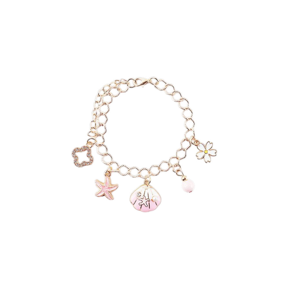 12PCS - Quatrefoil Starfish Shell Flower Charm Station Bracelets