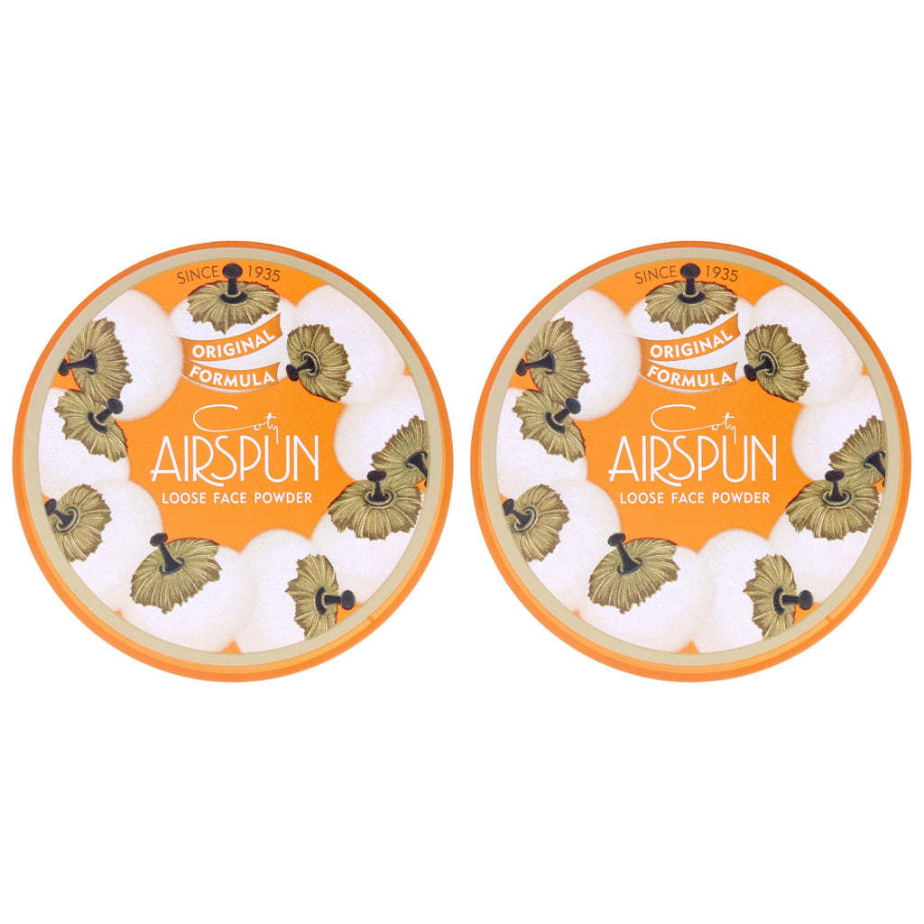 Airspun Loose Face Powder - 070-041 Translucent Extra Coverage by Coty for Women - 2.3 oz Powder - Pack of 2