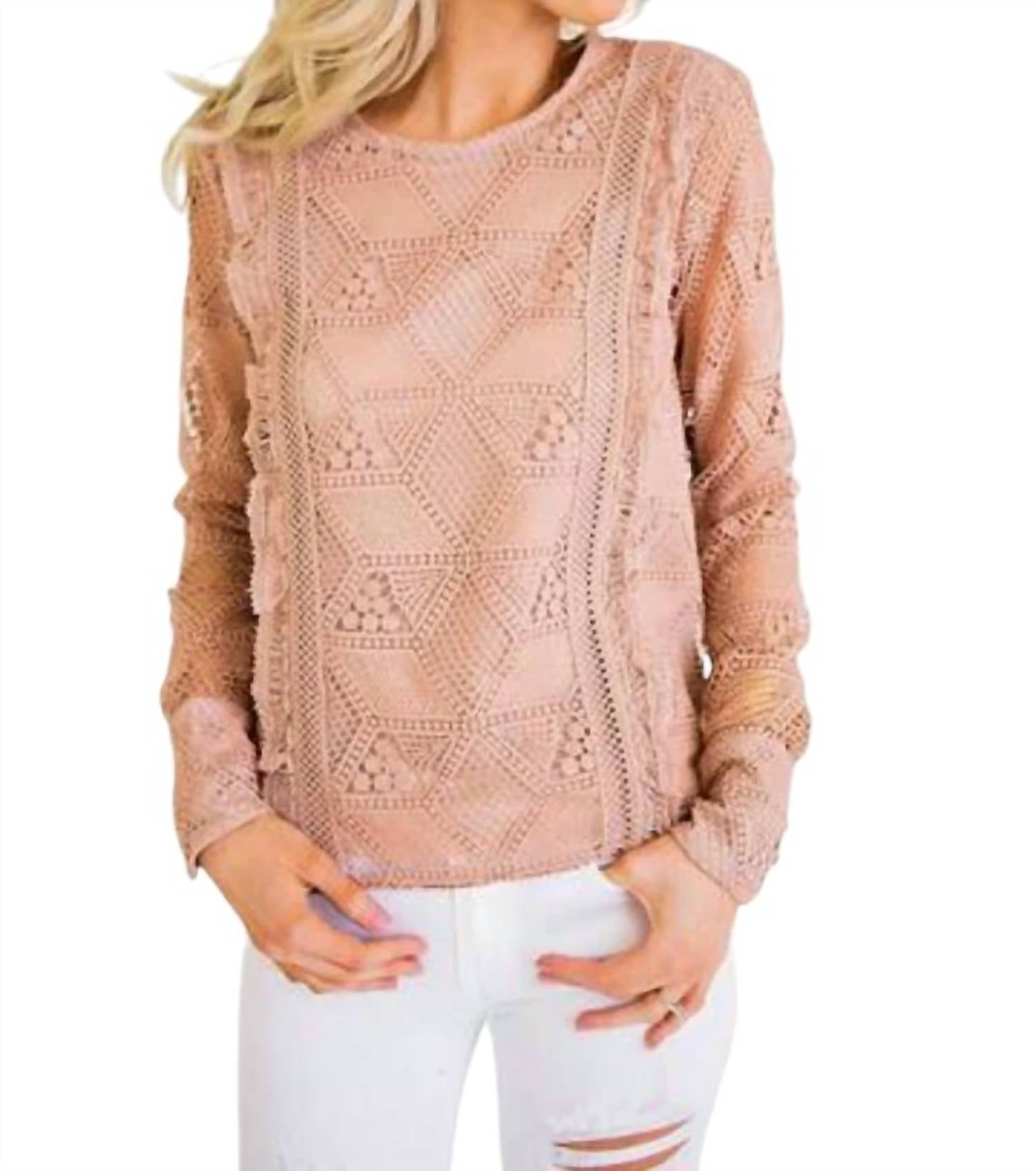 Anna Lace Top In Dusty Pink