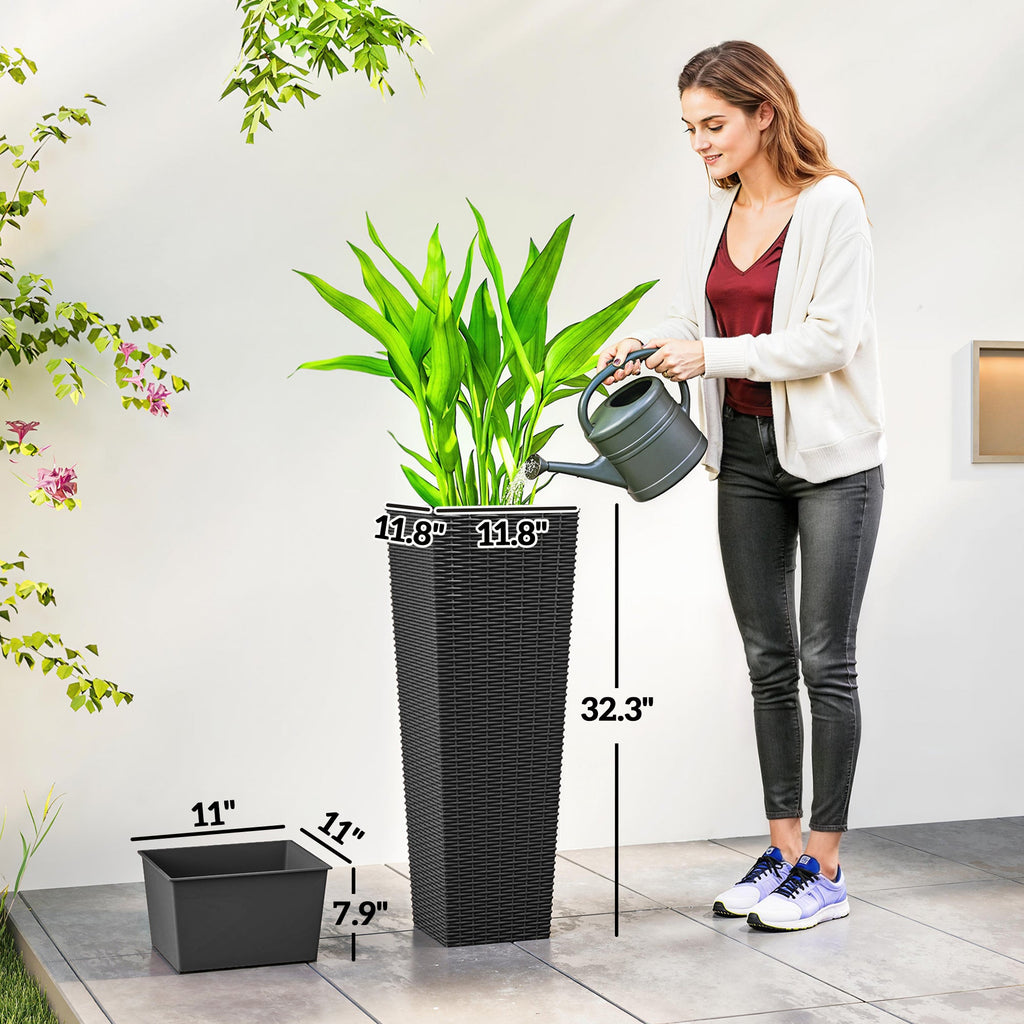 32 Inch Tall Planters for Porch & Garden