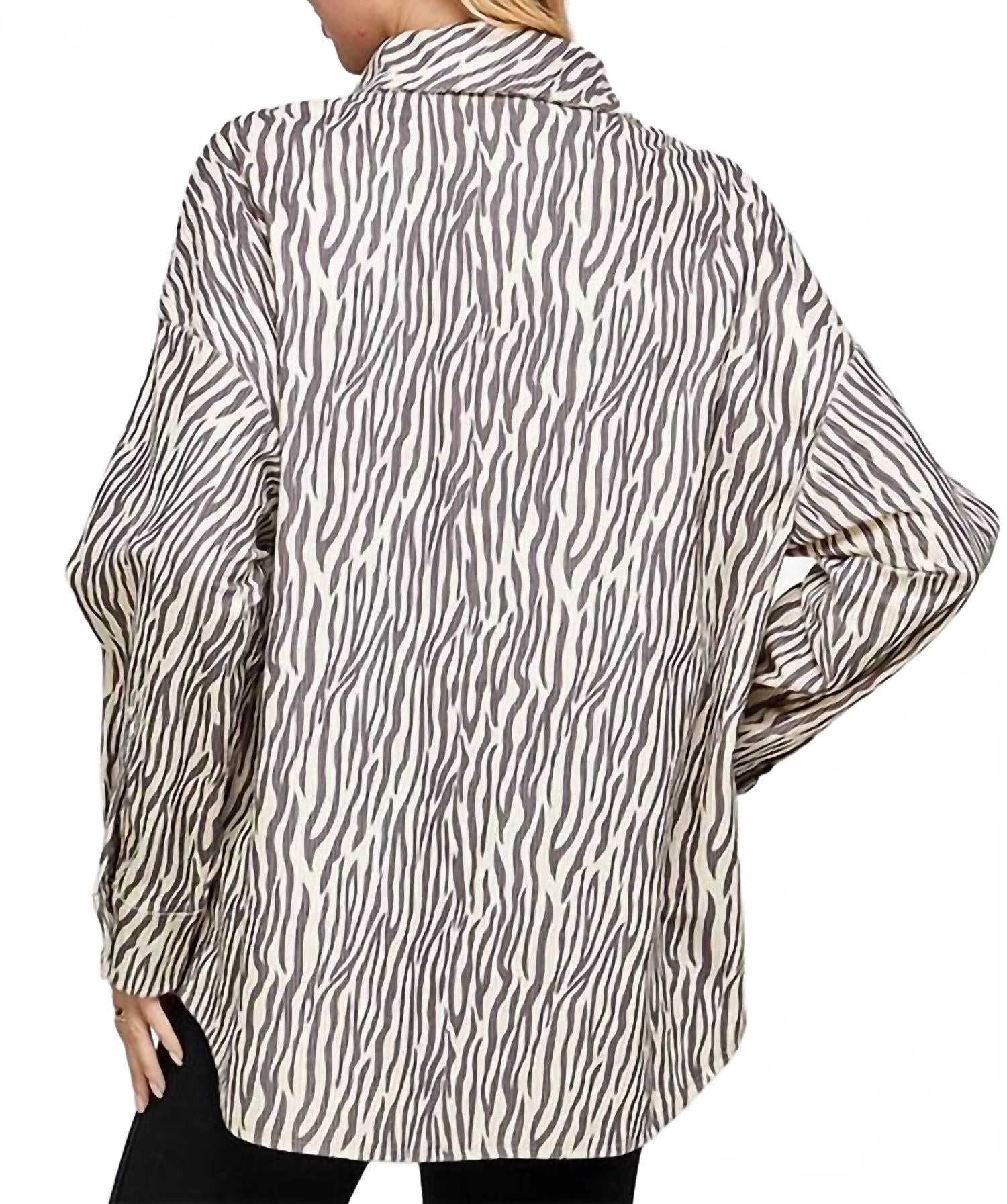 Animal Print Corduroy Jacket In Taupe