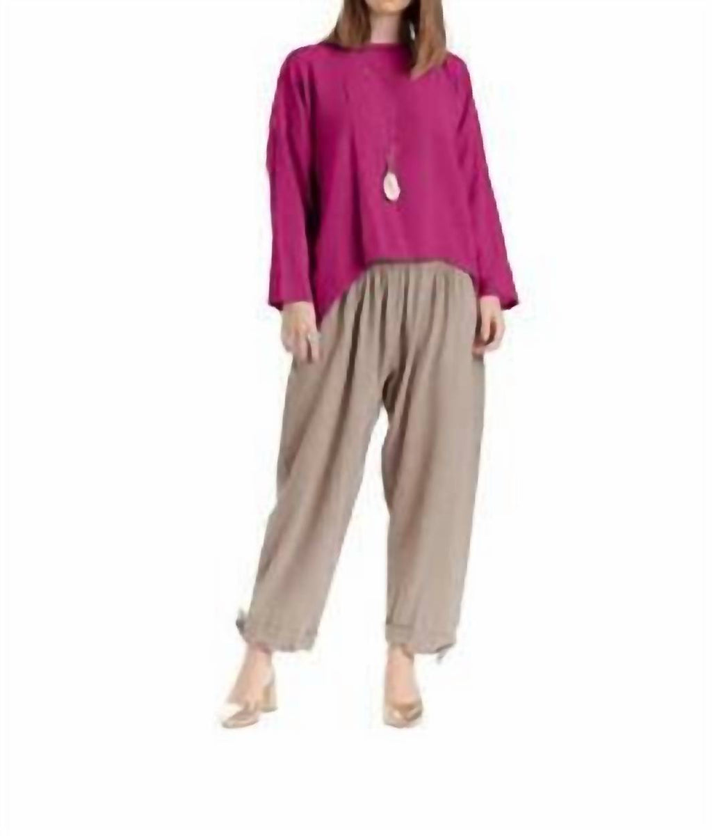 Abby Long Sleeve Pullover Top In Fuchsia